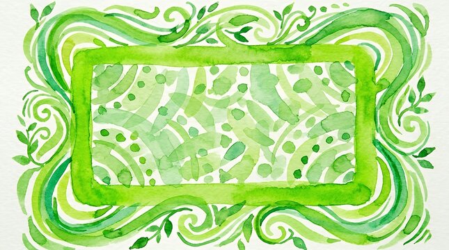 Hand drawn watercolor style decorative border and framefeaturing vibrant green organic strokes background bright green frame watercolor frame hand drawn frame green trimdecorative border