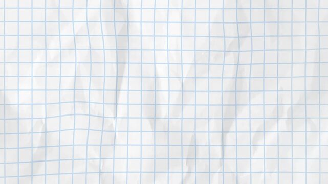 Crumpled graph school grid paper stop motion for educational and school texture background. 4k video