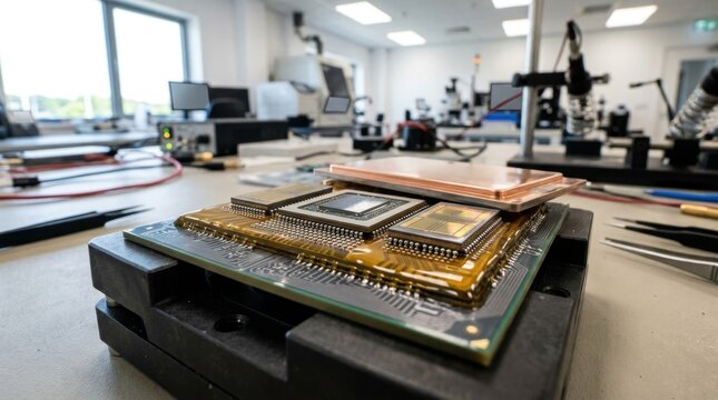 Advanced semiconductor package with chiplets, silicon interposer, micro bumps, underfill resin, and heat spreader