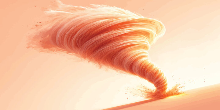 Abstract pink and orange whirlwind vortex stirring up dust particles against a warm background with a dynamic tornado shape made of pink and orange particles swirling upwards abstract art whirlwind