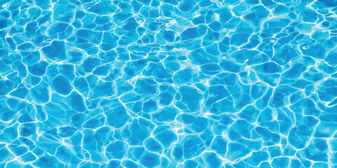 Obraz premium Clear turquoise swimming pool water surface texture with rippling caustic light patterns blue water light reflection caustic pattern aquatic background reflection swimming background turquoise