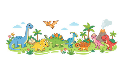 Cute Dinosaurs Cartoon Illustration for Kids © Mohammad