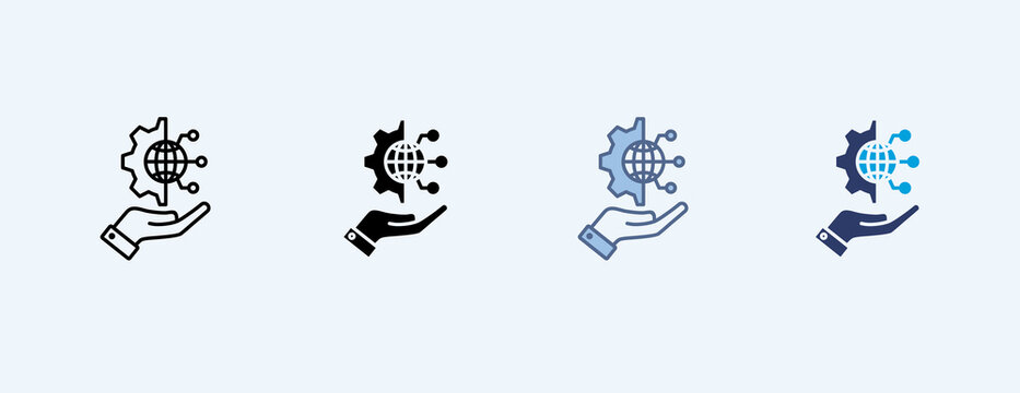 Digital Transformation Multiple Icon Illustration Vector, Contains hand, gear, globe