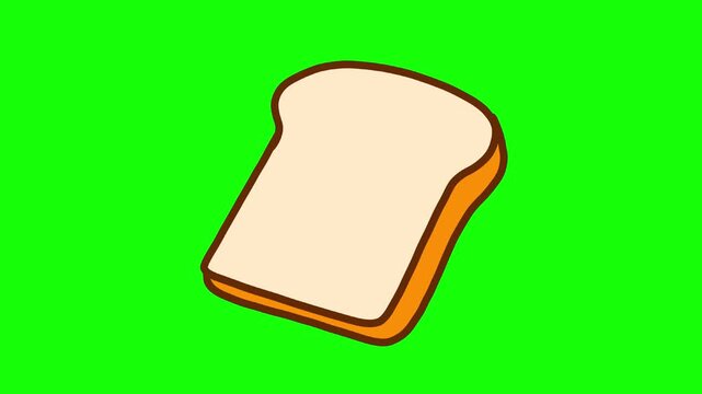 Hand drawn icon of white bread isolated on a green background