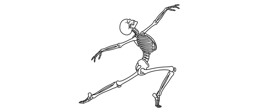 Dancing Skeleton Line Art Isolated