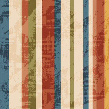 Colorful vertical grunge stripes, seamless pattern, vector print