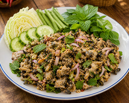 (Spicy Thai Apple Snail Salad - Larb Hoi)