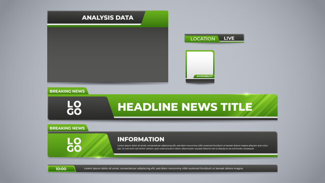 green set lower third for live coverage broadcasting media with accessibility panel