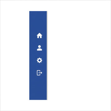 Vertical navigation sidebar with white icons on a blue background for website interface.