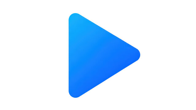 Blue Play Button Icon with Rounded Corners on Transparent Background