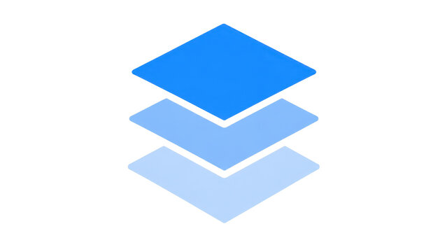 Blue Stacked Layers Icon on Transparent Background