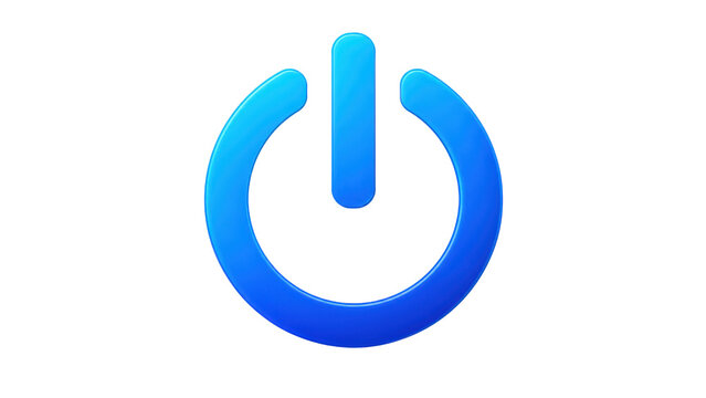 Power Button Icon with Blue Gradient on Transparent Background
