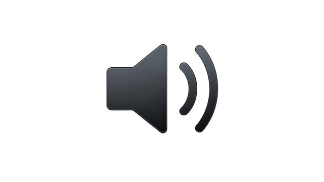 Speaker Volume Icon with Sound Waves on Transparent Background