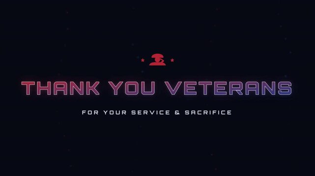 Veterans Day patriotic thank you text with digital shield icons