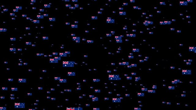 A shower of Heard Island and McDonald Islands national flags, Alpha Channel
