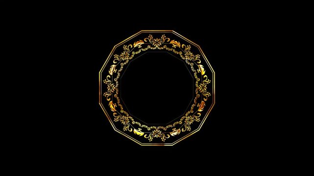 luxury golden ring floral ornament on the black background