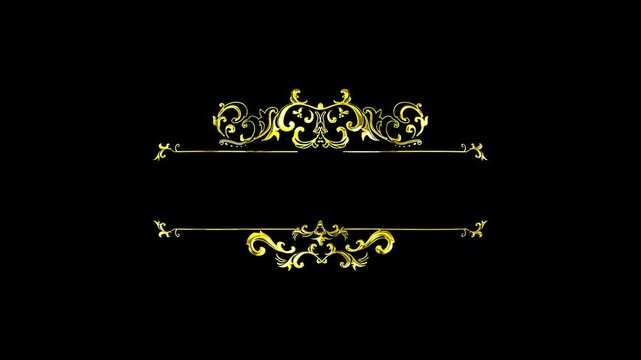 gold text frame floral ornament on the black background