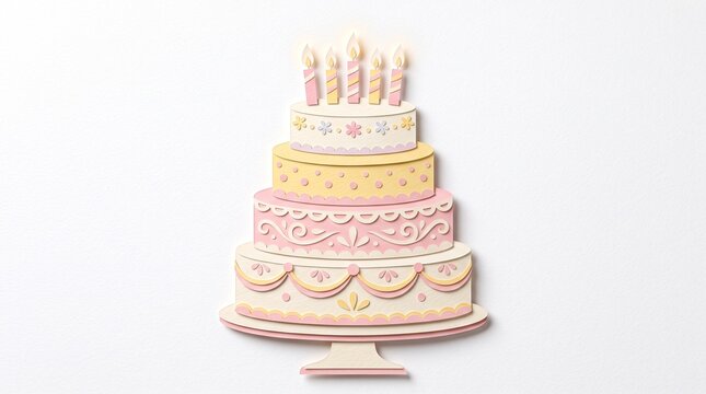 Layered birthday cake with candles