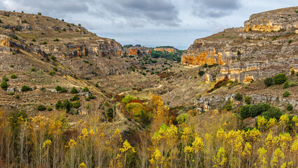 Fototapeta premium hiking, river, gorges, Duraton, province of Segovia, Spain