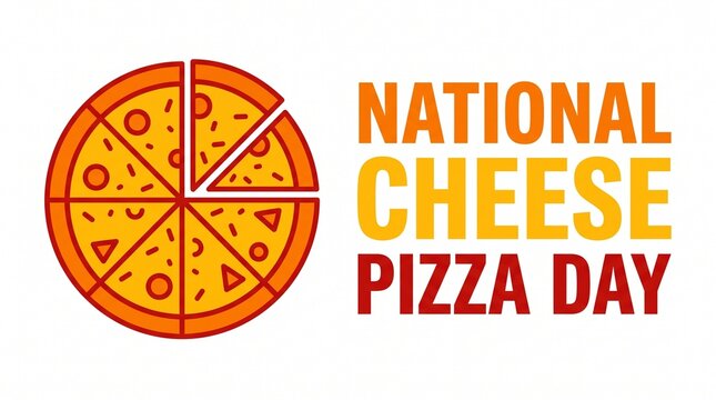 A festive National Cheese Pizza Day graphic.

