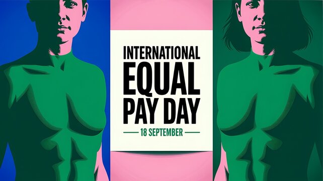International equal pay day banner concept with people and typography design september international equality