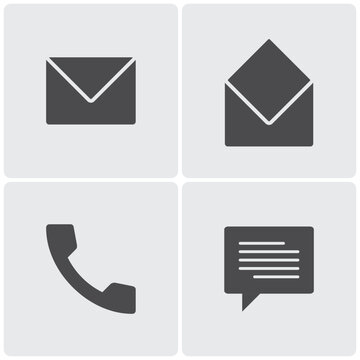 Contact us communication icons set including envelope phone and chat vector