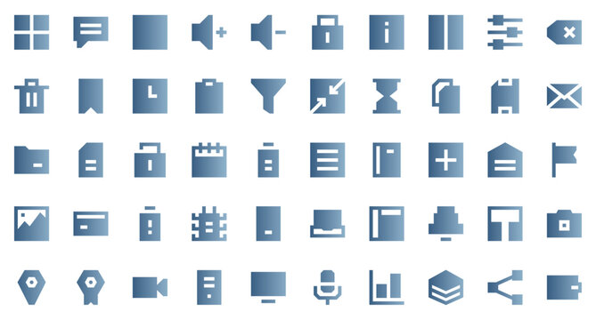 User interface set icons. Set icon in flat gradient style. User interface symbols. Flat gradient icons collection. Vector illustration