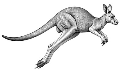 Fototapeta premium Dynamic Kangaroo In Mid Jump Illustration.