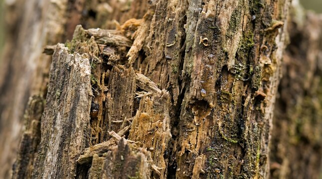 Detailed Texture View of Decaying Timber and Decomposing Wooden Surface for Abstract Organic Backdrop rotting wood decay texture background close up surface wooden organic decomposed aged natural