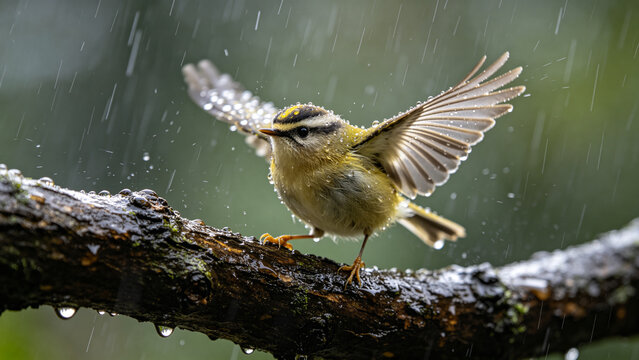 Great Tit Parus Major Perched on a Branch in Nature, Wild Bird with Detailed Feathers, Beak and Wings in a Natural Wildlife Setting