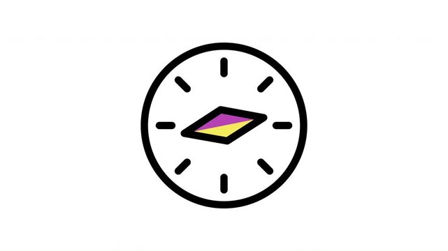 Simple Compass Icon with Colorful Needle on White Background.