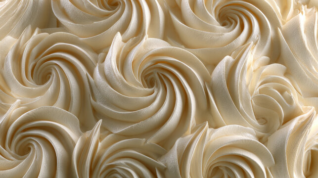 Elegant swirls of smooth frosting adorn the surface of a cake ideal for capturing stunning dessert images