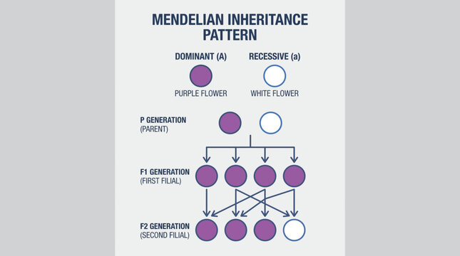 Mendelian Inheritance Pattern Showing Dominant And Recessive Traits