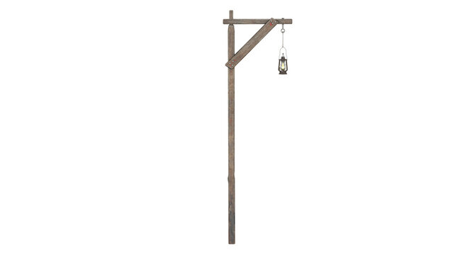 3d rendering lantern lamppost lamp mb in a simple outdoor setting