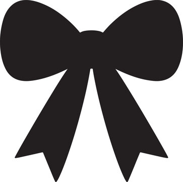 Minimal Black Ribbon Bow Gift Decoration Icon Illustration Logo Design