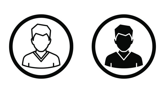 Male user profile icon in circle frame linear and solid style for account settings and identity