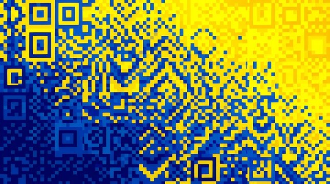 High Contrast Pixelated Mosaic Gradient Texture Displaying Vibrant Yellow and Blue Digital Abstract Geometric Grid Design high contrast blue and yellow pixelated gradient mosaic texture abstract