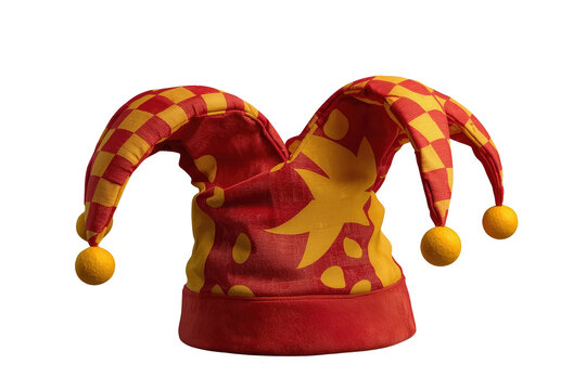 Red and yellow jester hat with bells