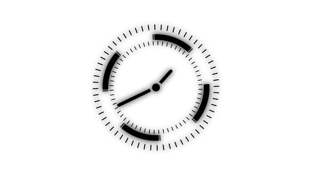 clock icon animation on black background. analog clock timer circle animated. 12 Hours Clock. Clock icon vector animation with clock face.clock icon with subtle wiggle animation on g background,