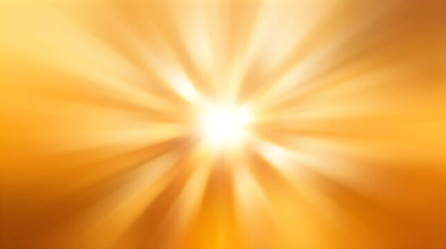 Abstract golden background with bright light rays radiating from the center creating a warm glowing sunburst effect