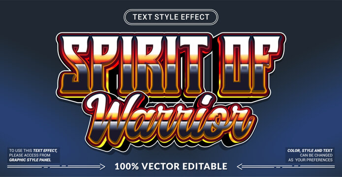 Editable text style effect -  Spirit or Warrior text style theme.