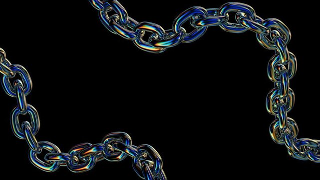 Y2K Holographic Iridescent Chrome Chains Seamless Loop Animation | Transparent Background | 4K