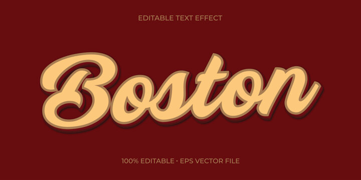 Boston editable text effect, Sport script vintage text style