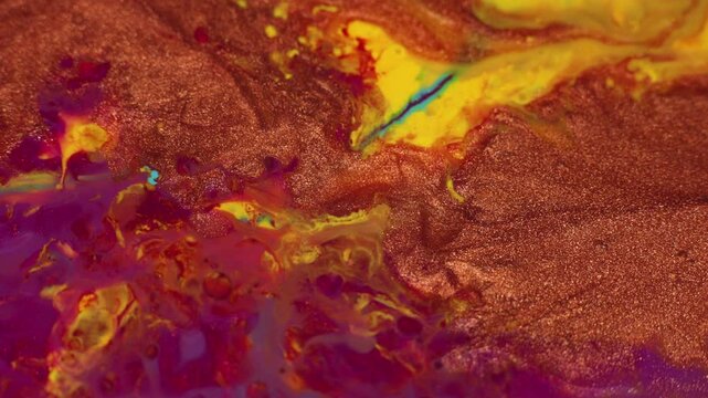 Dynamic abstract macro video of flowing acrylic paint texture