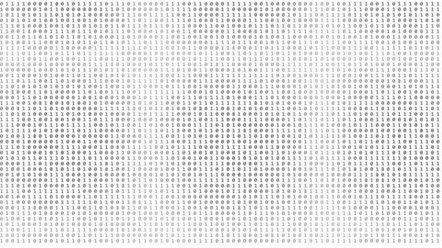 Binary code digital data stream streaming background video animation scrolling consisting of zeros and ones across a clean white screen for software development and cybersecurity concepts