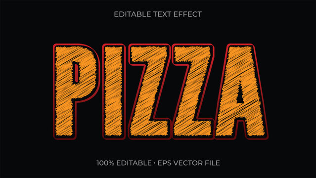 Pizza Editable Text Effect. Chalk Sketch Restaurant Text Style