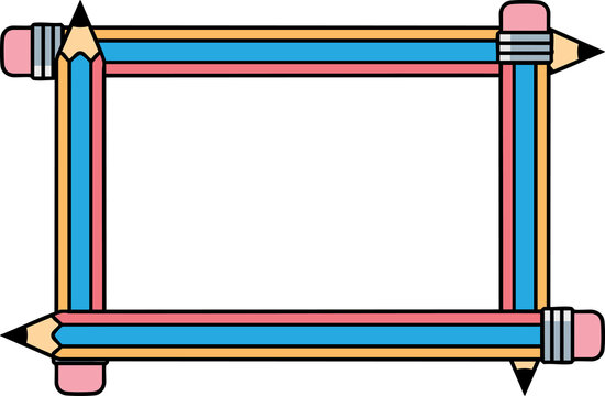 Colorful Pencil Frame , School Vector Illustration  