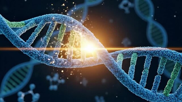 DNA double helix genetic mutation and gene editing science concept illustration