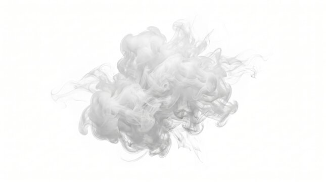 Vapor cloud forms a compact cluster centered on a clean white background.