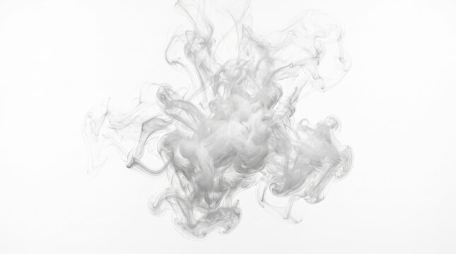 Smoke plume swirls gracefully against a plain white background.